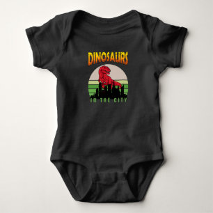 Dinosaur in the City Dinosaur Design Baby Bodysuit