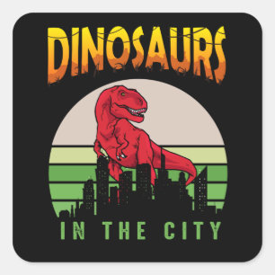 Dinosaur in the City Dinosaur Design Square Sticker