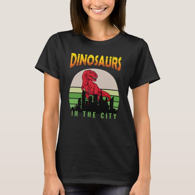 Dinosaur in the City | Dinosaur Design T-Shirt (Front)