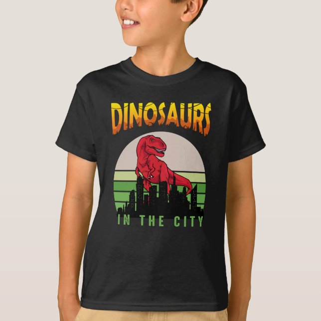 Dinosaur in the City | Dinosaur Design T-Shirt (Front)