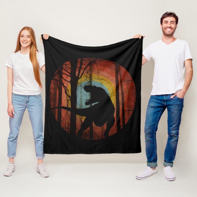 DINOSAUR  IN THE WOODS FOREST FLEECE BLANKET (In Situ)