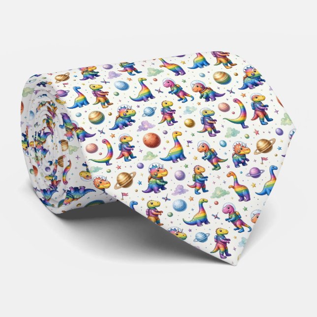 Dinosaur Intergalactic Planets Solar System Tie (Rolled)