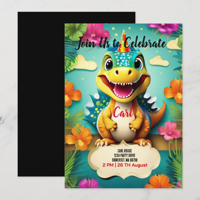 Dinosaur  invitation (Front/Back)