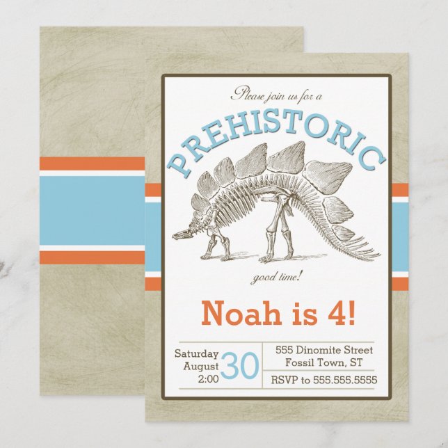 Dinosaur Invitation Dino Invite (Front/Back)