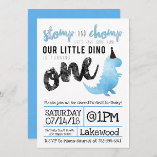 Dinosaur Invitation Stomp and Chomp First Birthday