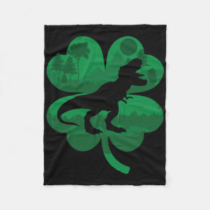 Dinosaur Irish Shamrock Trex Dinosaur St. Patricks Fleece Blanket