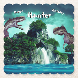 Dinosaur Island Happy Birthday Party Paper Coaster