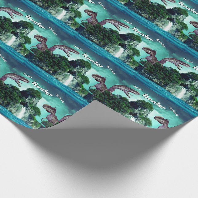 Dinosaur Island Happy Birthday Party   Wrapping Paper (Corner)