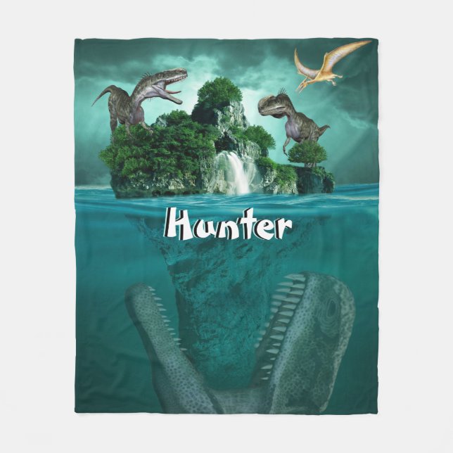 Dinosaur Island Personalised  Fleece Blanket (Front)