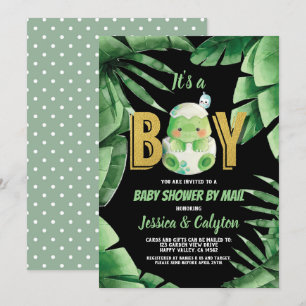 Dinosaur It's a Boy Baby Shower By Mail Invitation