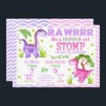 Dinosaur Joint Birthday Invitation for Girls<br><div class="desc">All designs are © Happy Panda Print</div>