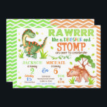 Dinosaur Joint Birthday Invitation for Siblings<br><div class="desc">All designs are © Happy Panda Print</div>
