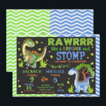 Dinosaur Joint Birthday Invitation for Siblings<br><div class="desc">All designs are © Happy Panda Print</div>