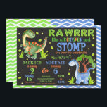 Dinosaur Joint Birthday Invitation for Siblings<br><div class="desc">All designs are © Happy Panda Print</div>