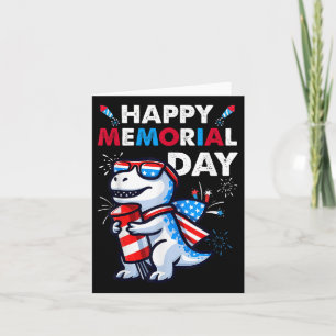 Dinosaur July 4th Fireworks American Flag Happy Me Card