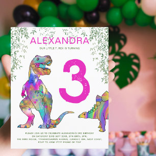 Dinosaur jungle 3rd Birthday Party pink budget