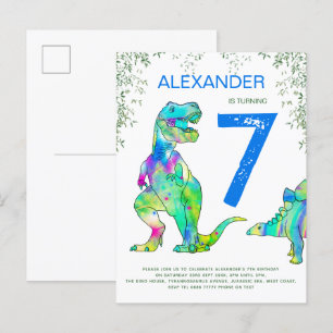 Dinosaur jungle Birthday Party budget Invitation Postcard