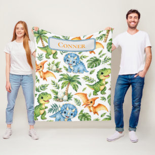 Dinosaur Jungle Boy 1st. Birthday Party Gift Fleece Blanket
