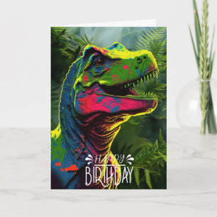 Dinosaur Jungle Happy Birthday Childrens Cute Card
