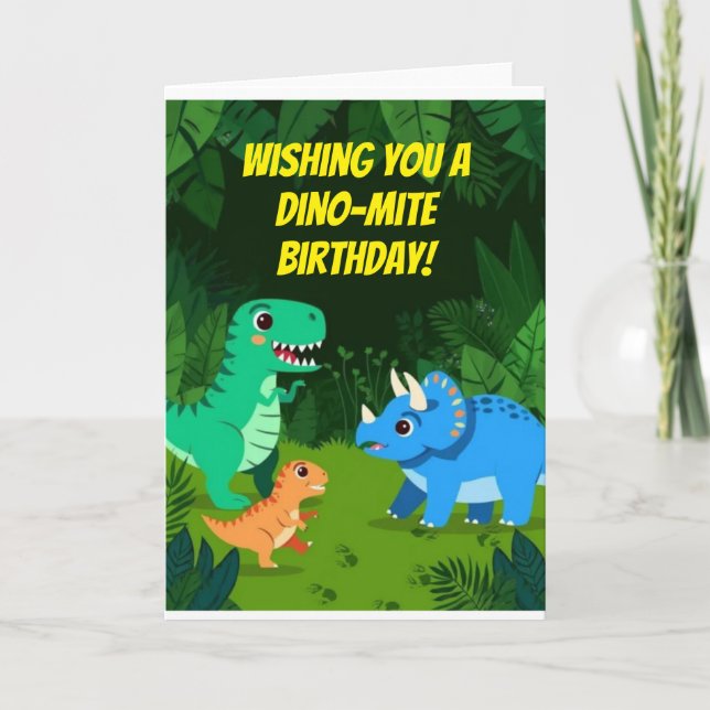  Dinosaur Jungle Happy Birthday Folded Card (Front)