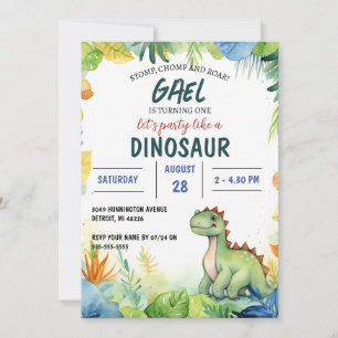 Dinosaur Jungle kids birthday party Invitation