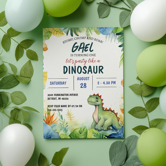 Dinosaur Jungle kids birthday party Invitation (Creator Uploaded)