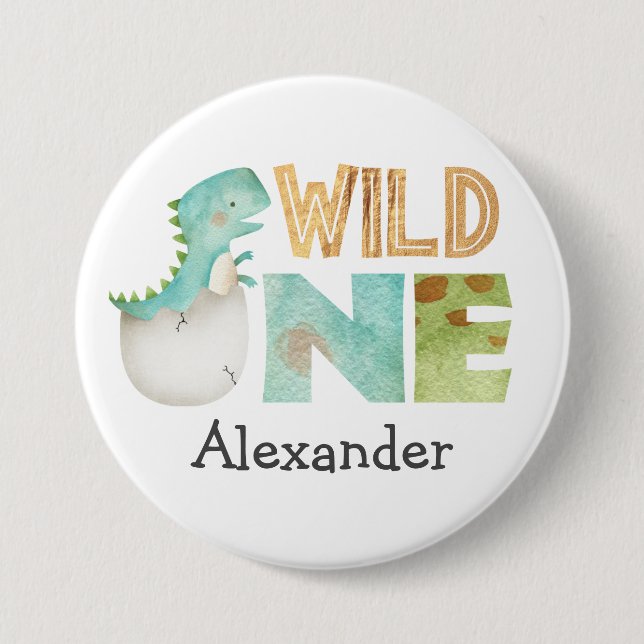Dinosaur Jurassic 1st Birthday Themed 7.5 Cm Round Badge (Front)