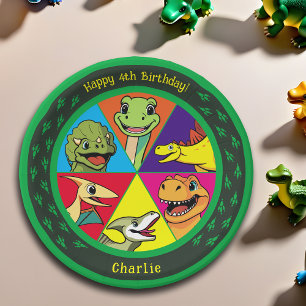 Dinosaur Jurassic Prehistoric Cute Colourful Party Paper Plate