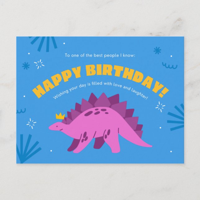 Dinosaur Kiddie Birthday Postcard (Front)