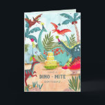 Dinosaur kids birthday card<br><div class="desc">An cute hand painted dinosaur birthday card with dinosaurs in a pre historic jungle. Original artwork by Caroline Bonne Müller.</div>