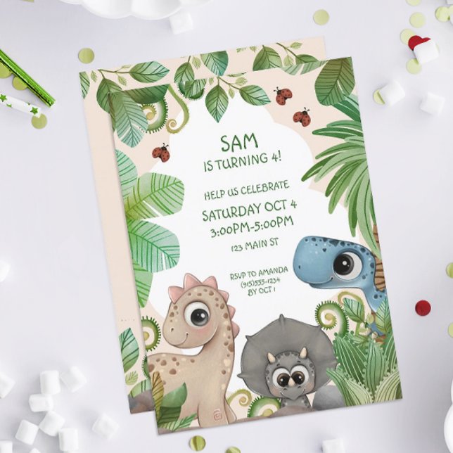 Dinosaur Kids Birthday Dino Invitation (Dinosaur Birthday Party Invitations)