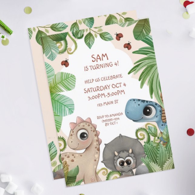 Dinosaur Kids Birthday Dino Invitation (Dinosaur Birthday Party Invitation)