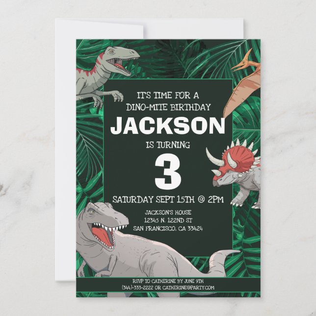 Dinosaur Kids Birthday Dino Trex Boy Invitation (Front)