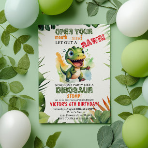 Dinosaur Kids Birthday Dino Trex Boy  Invitation