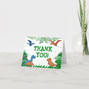 Dinosaur Kids Birthday Dino Trex Boy Jurassic Thank You Card