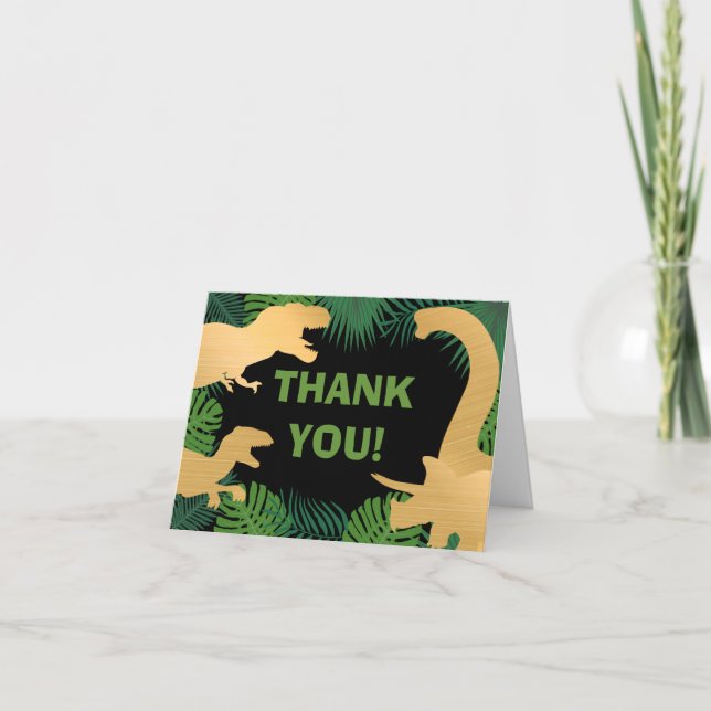 Dinosaur Kids Birthday Dino Trex Boy Jurassic Thank You Card (Front)