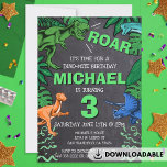 Dinosaur Kids Birthday Dino Trex Chalkboard Boy Invitation<br><div class="desc">This dinosaur design is great for the birthday boy or girl in your life. Give them a dino-mite bday with this dino themed birthday invitation featuring a trex,  triceratops,  brontosaurus,  and raptor.</div>