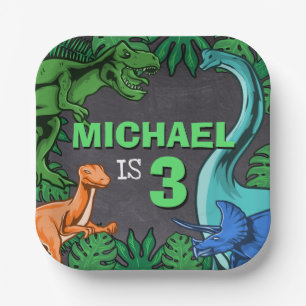 Dinosaur Kids Birthday Dino Trex Prehistoric Boy Paper Plate