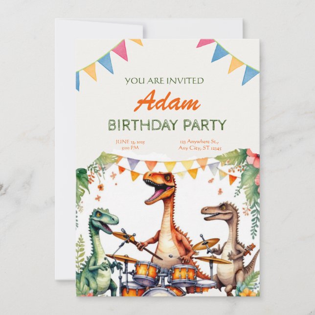 Dinosaur Kids Birthday Invitation (Front)