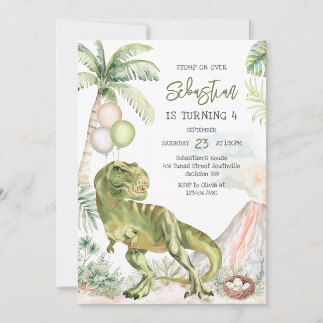 Dinosaur Kids Birthday Invitation (Front)