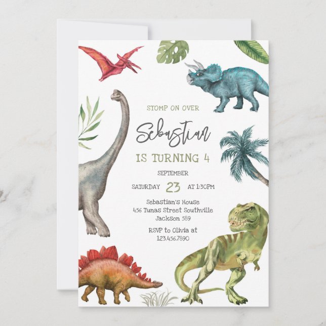 Dinosaur Kids Birthday Invitation (Front)