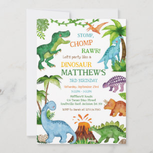 Dinosaur Kids Birthday Invitation