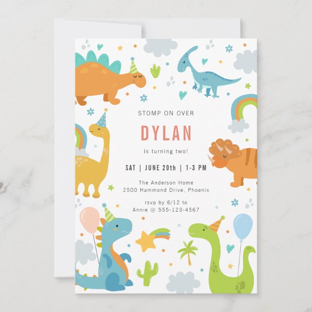 Dinosaur Kids Birthday Invitation (Front)