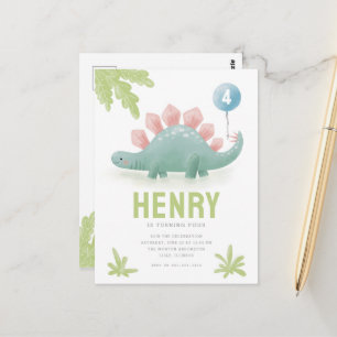 Dinosaur Kid's Birthday Invitation Postcard