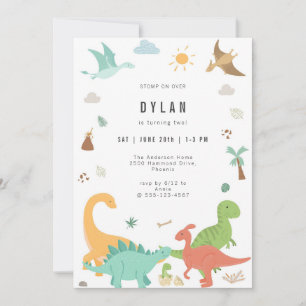 Dinosaur Kids Birthday Party Invitation