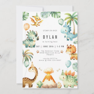 Dinosaur Kids Birthday Party Invitation