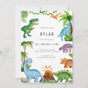 Dinosaur Kids Birthday Party Invitation