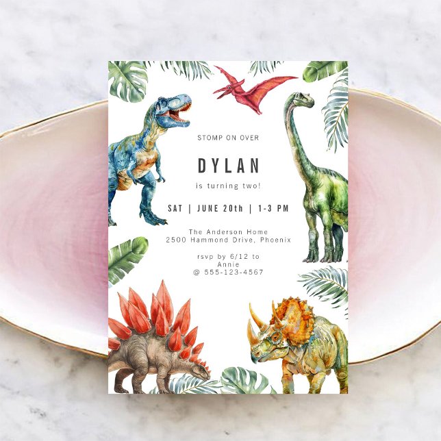 Dinosaur Kids Birthday Party Invitation (Creator Uploaded)