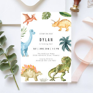 Dinosaur Kids Birthday Party Invitation