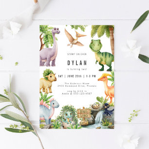 Dinosaur Kids Birthday Party Invitation